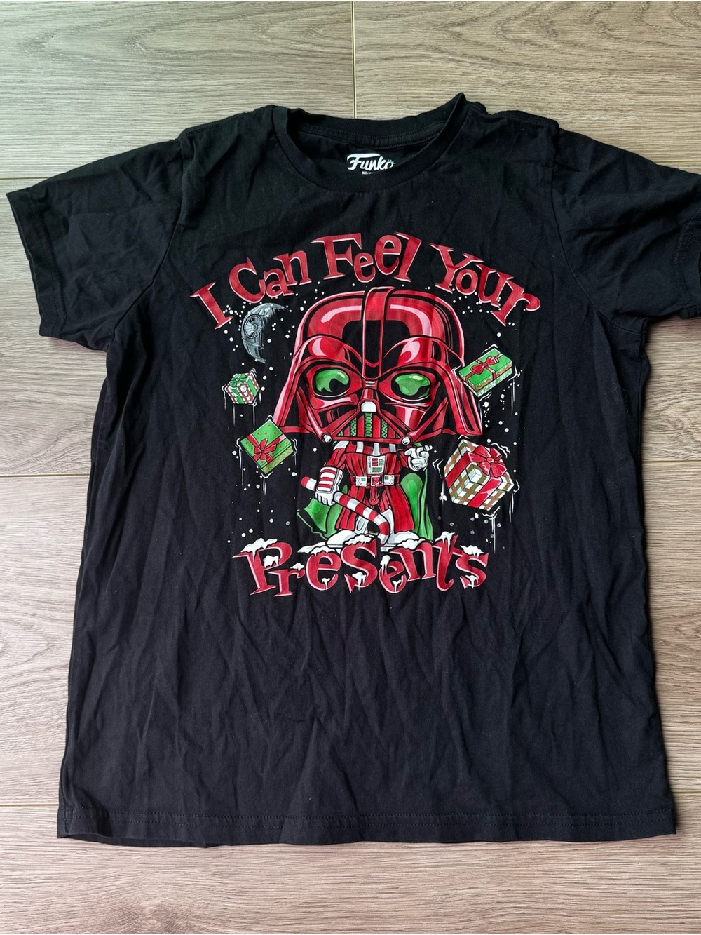 Funko Black T‑Shirt with Red Holiday Star Wars Print